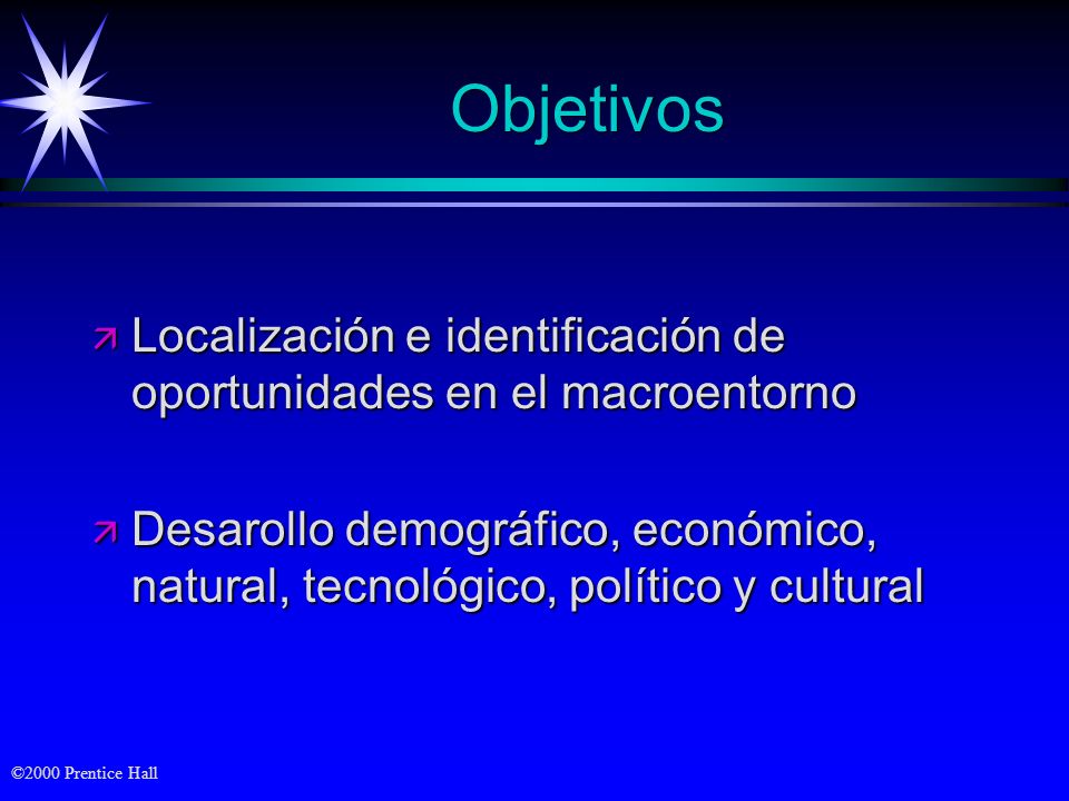 Objetivos Localización e identificación de oportunidades en el macroentorno.