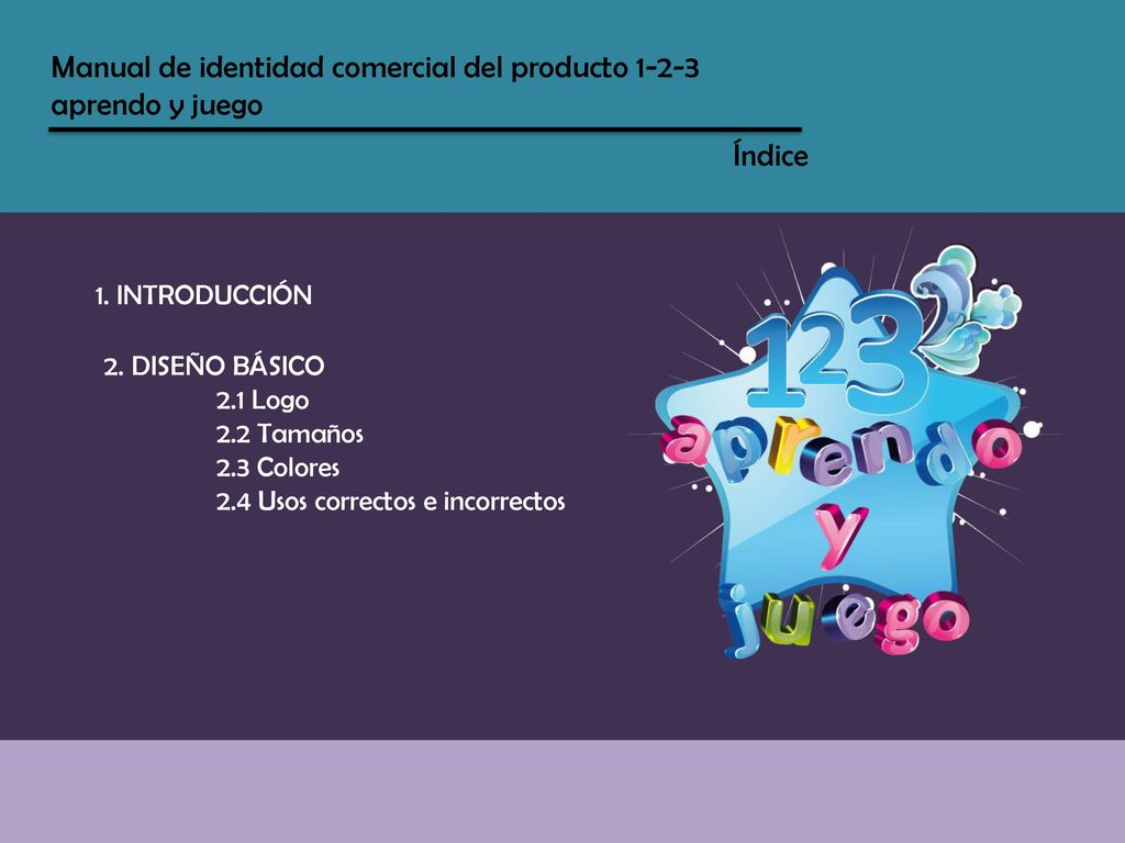 Manual de identidad comercial del producto aprendo y juego