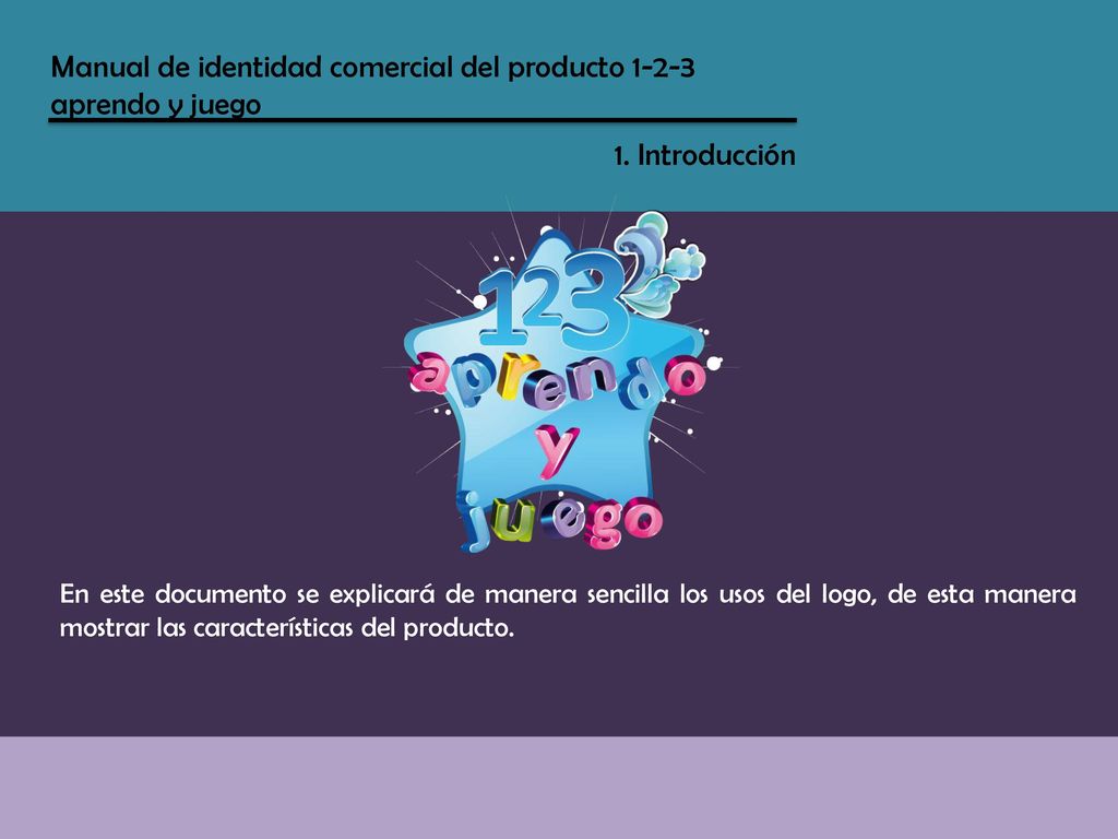 Manual de identidad comercial del producto aprendo y juego