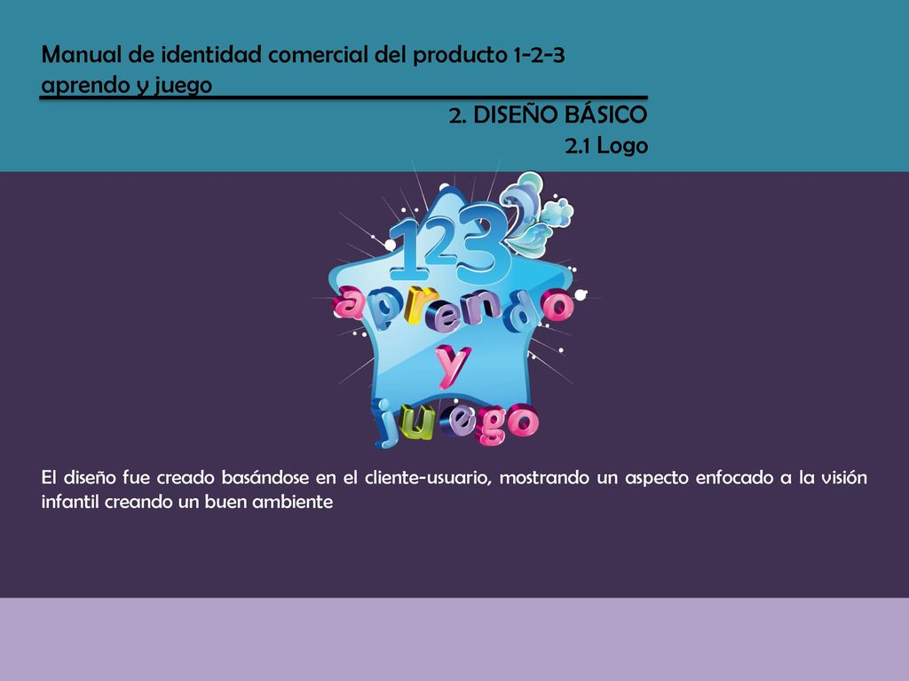 Manual de identidad comercial del producto aprendo y juego