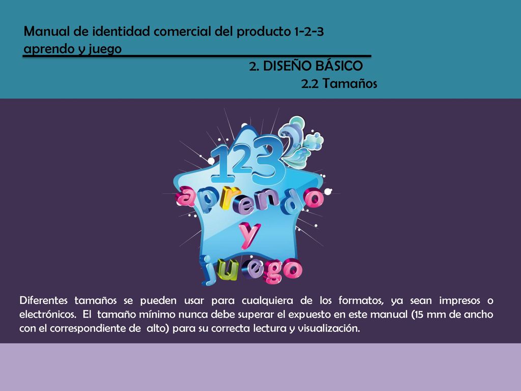 Manual de identidad comercial del producto aprendo y juego