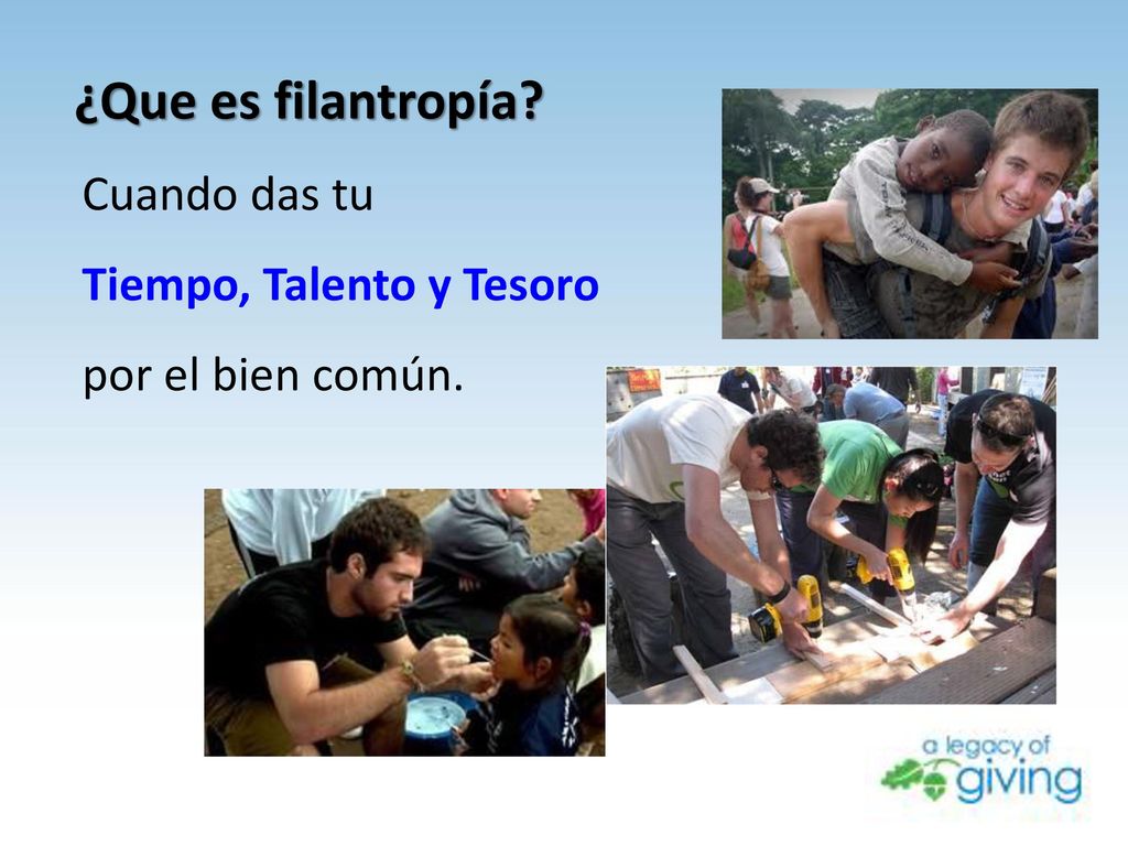 ¿Que es filantropía Cuando das tu Tiempo, Talento y Tesoro