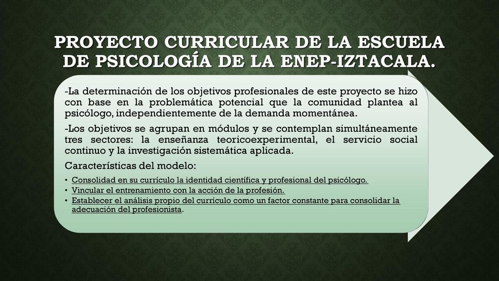 Proyecto curricular de la Escuela de Psicología de la ENEP-Iztacala.