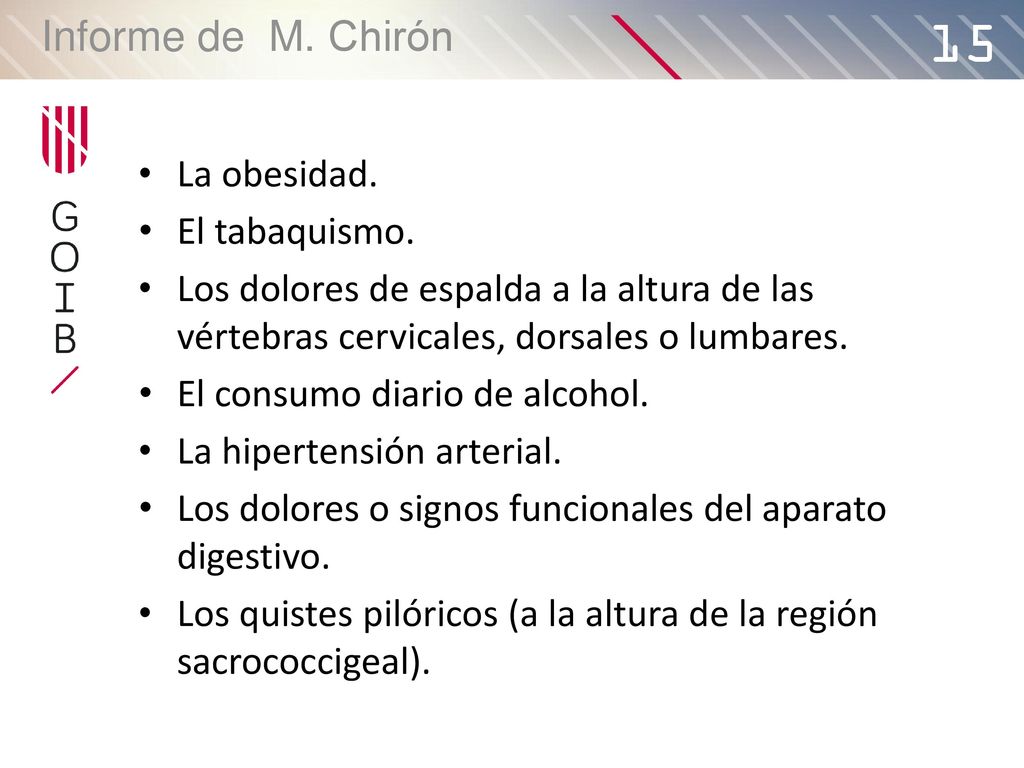 15 Informe de M. Chirón La obesidad. El tabaquismo.