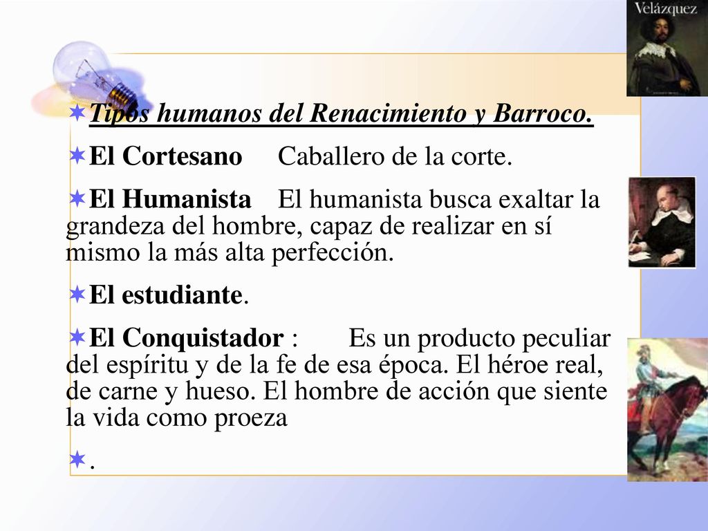 Tipos humanos del Renacimiento y Barroco.