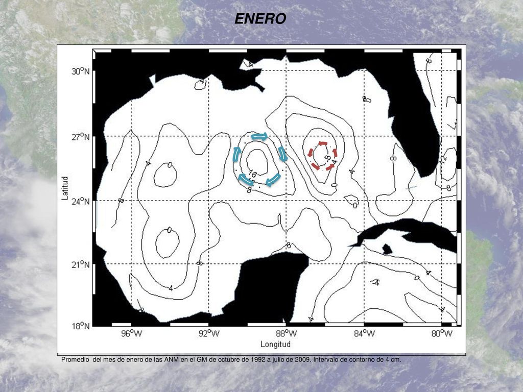 ENERO Promedio del mes de enero de las ANM en el GM de octubre de 1992 a julio de Intervalo de contorno de 4 cm.