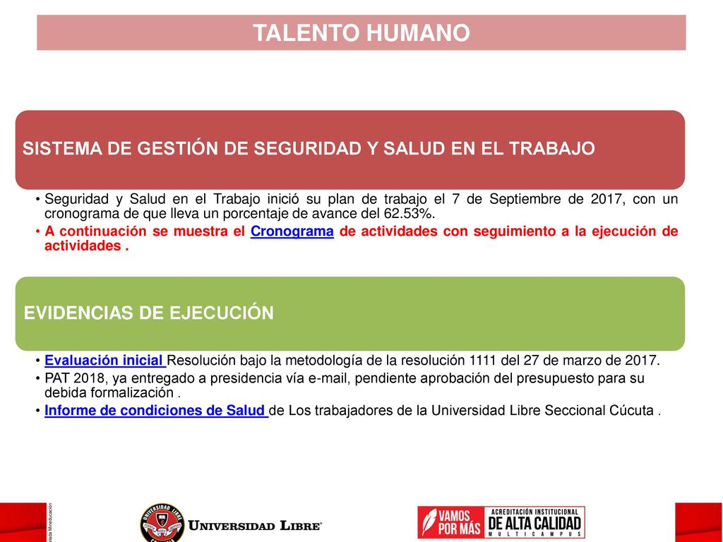 TALENTO HUMANO SISTEMA DE GESTIÓN DE SEGURIDAD Y SALUD EN EL TRABAJO