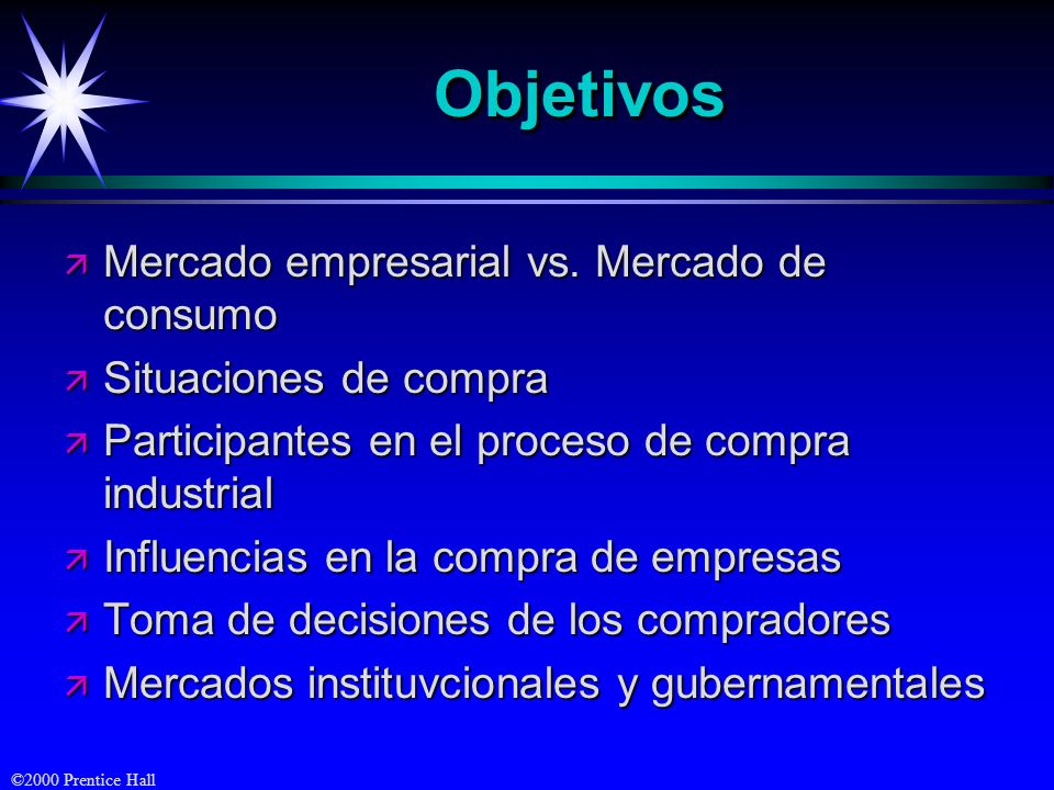 Objetivos Mercado empresarial vs. Mercado de consumo