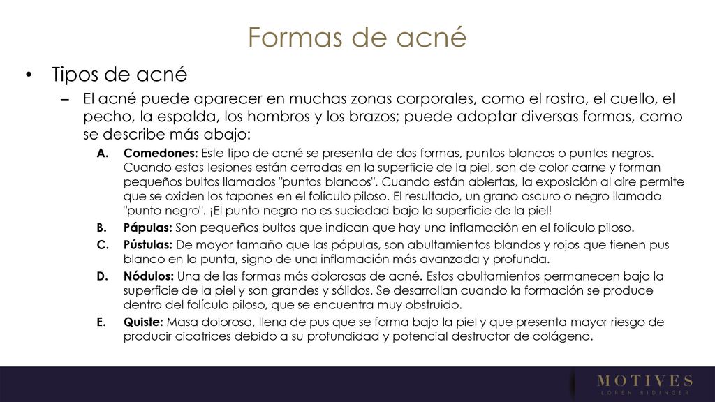 Formas de acné Tipos de acné