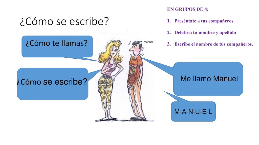 ¿Cómo se escribe ¿Cómo te llamas ¿Cómo se escribe Me llamo Manuel