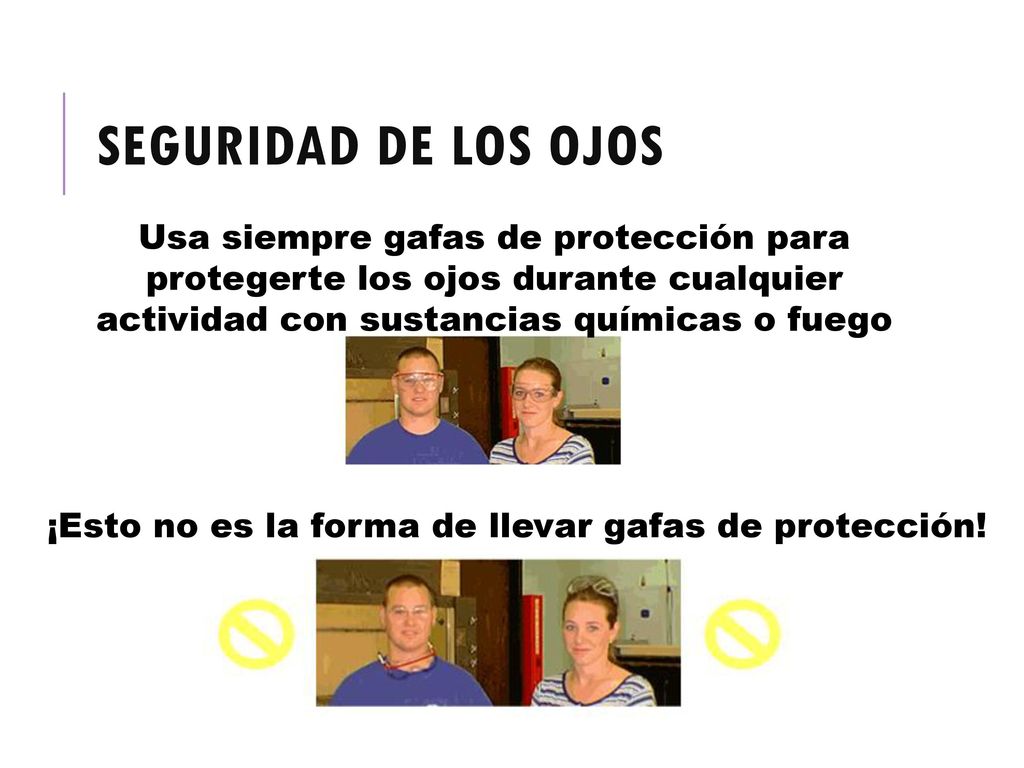 ¡Esto no es la forma de llevar gafas de protección!