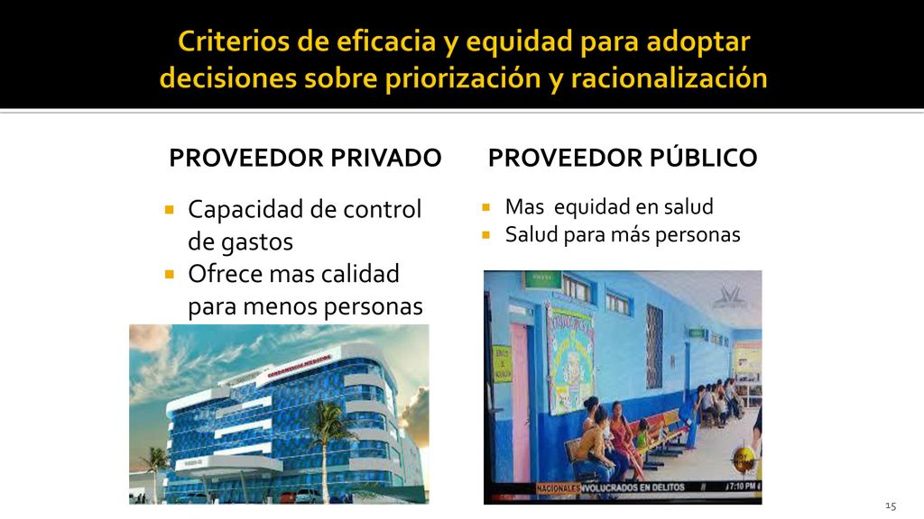 Criterios de eficacia y equidad para adoptar decisiones sobre priorización y racionalización