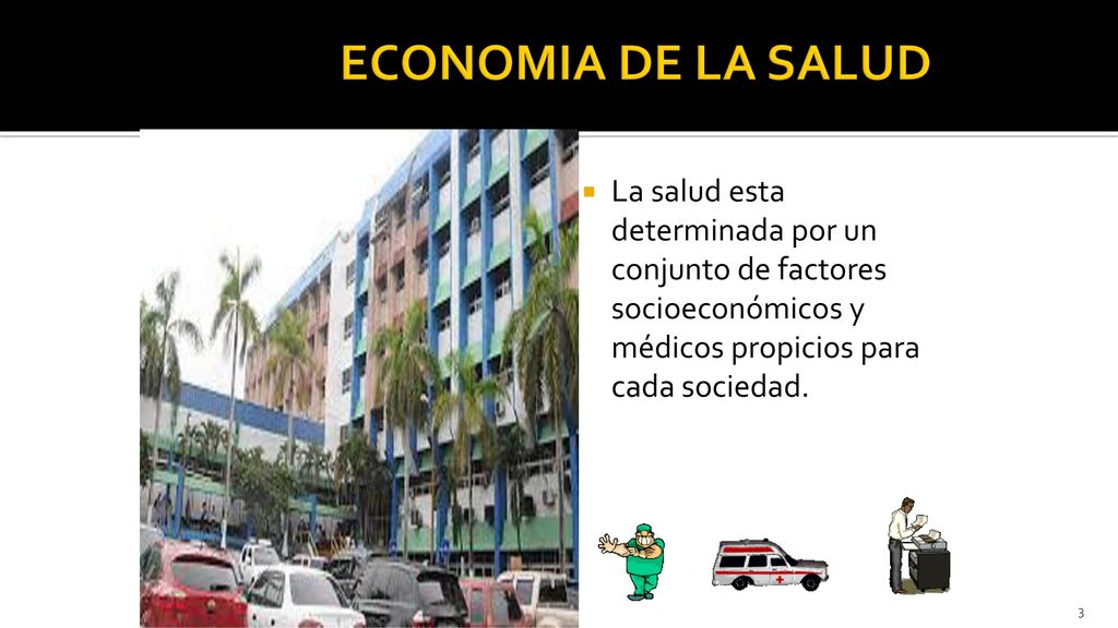 ECONOMIA DE LA SALUD La salud esta determinada por un conjunto de factores socioeconómicos y médicos propicios para cada sociedad.