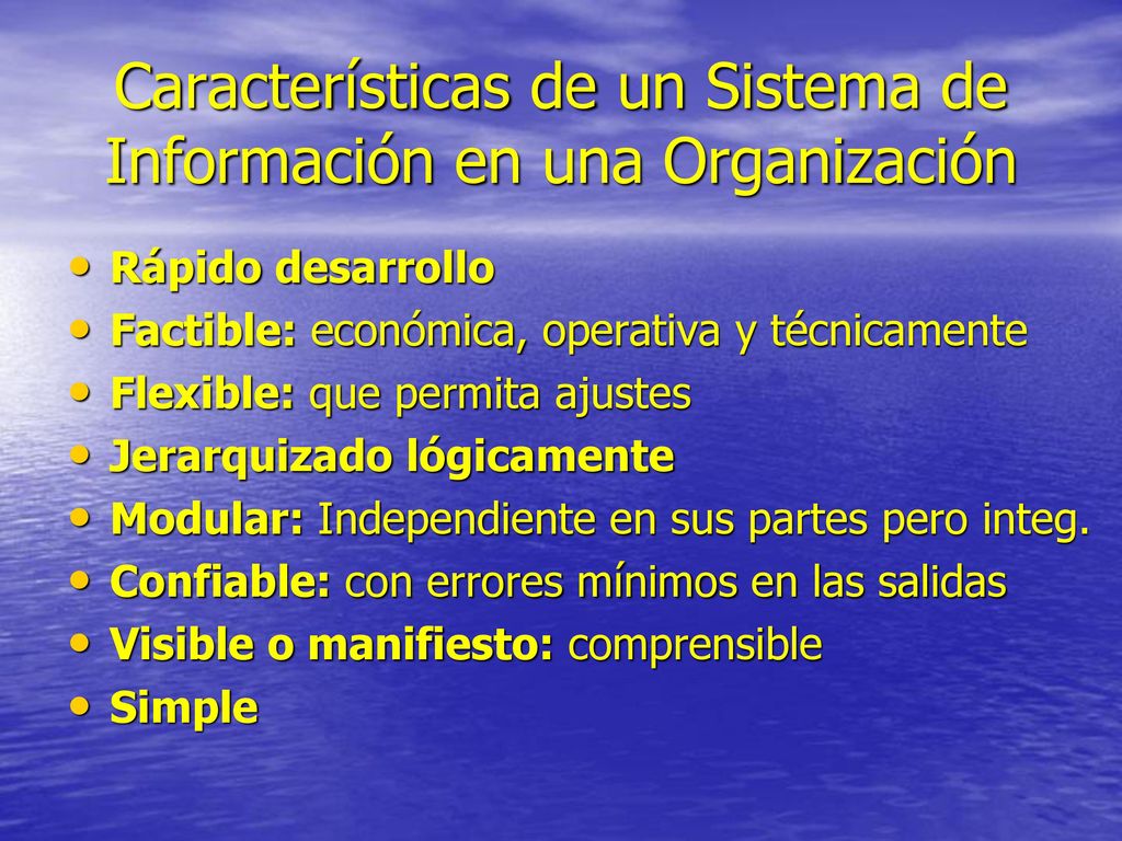 Características de un Sistema de Información en una Organización
