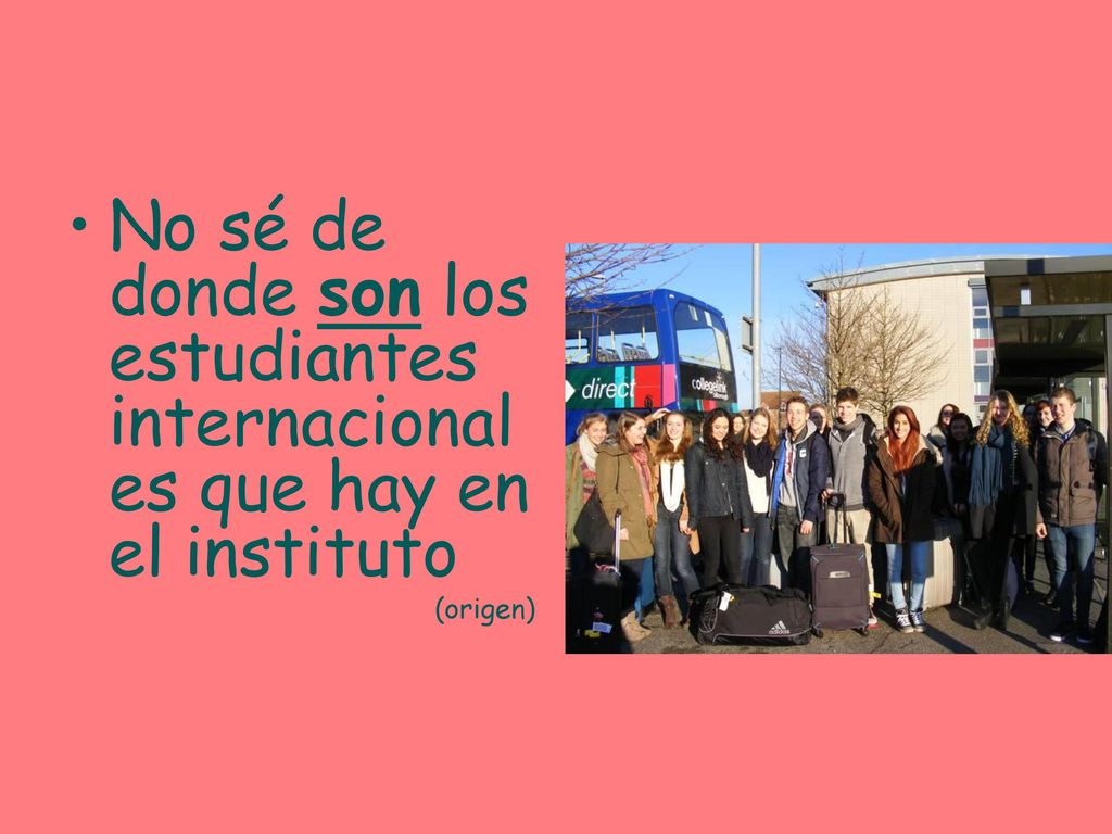 No sé de donde son los estudiantes internacionales que hay en el instituto