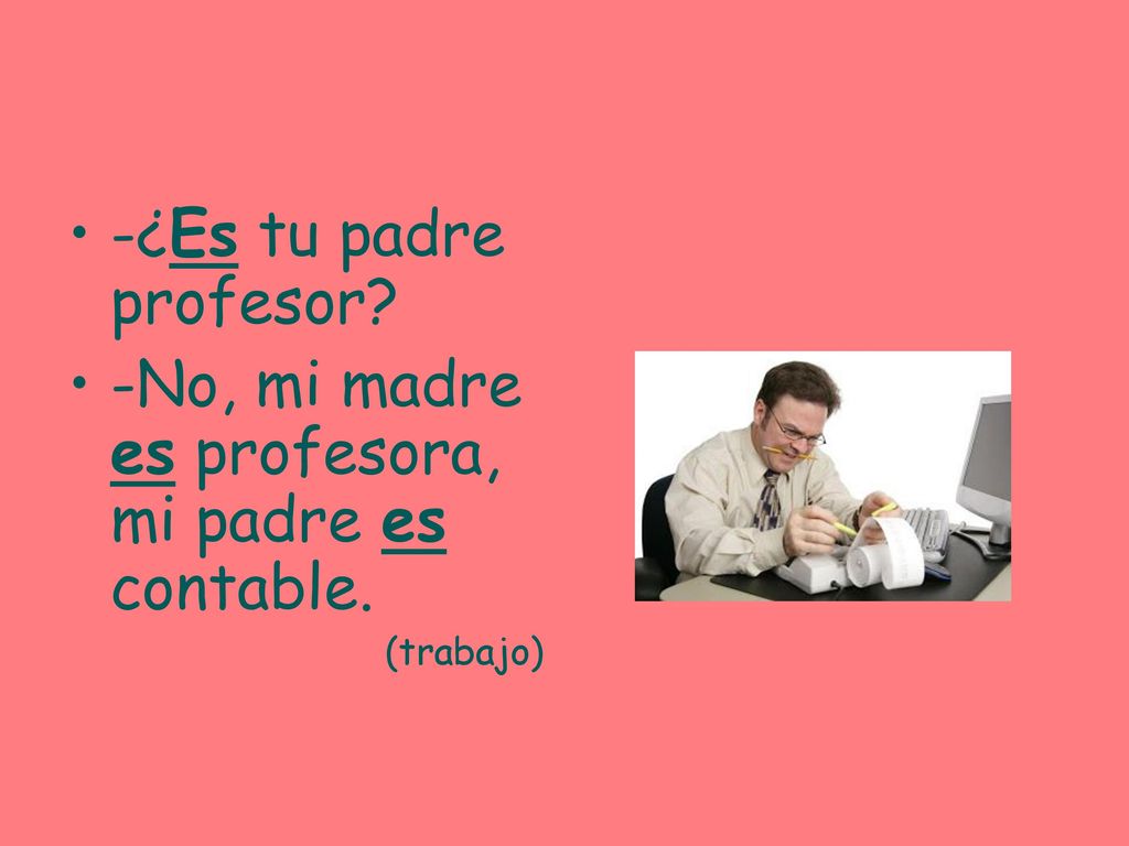 -No, mi madre es profesora, mi padre es contable.