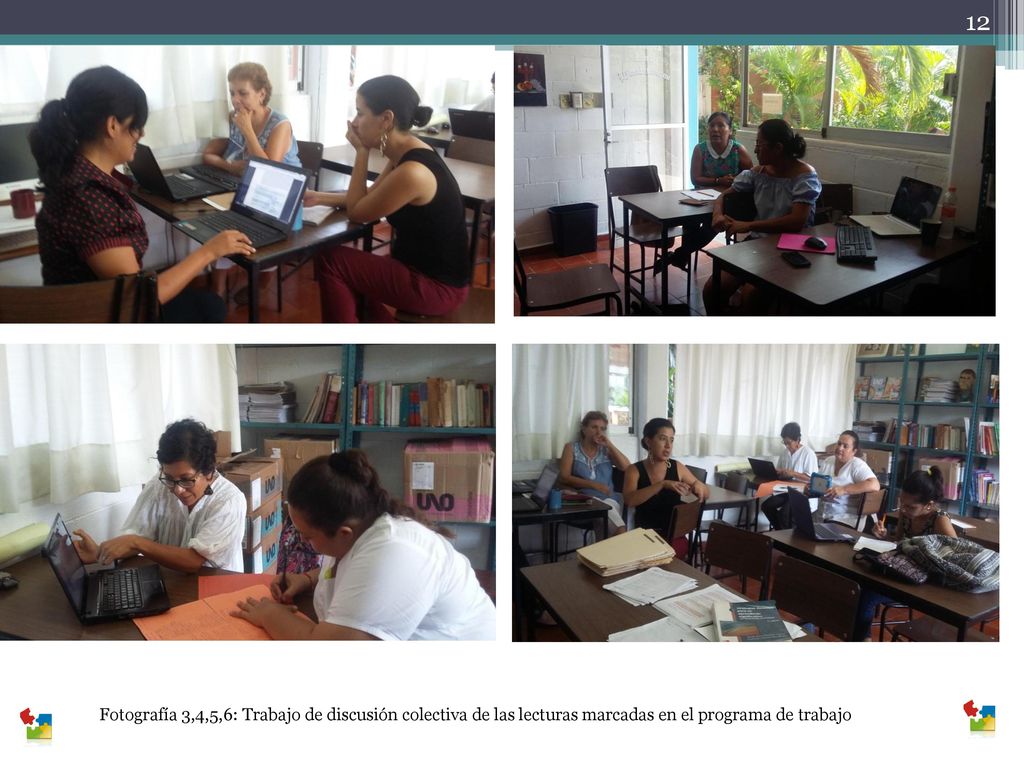 Fotografía 3,4,5,6: Trabajo de discusión colectiva de las lecturas marcadas en el programa de trabajo