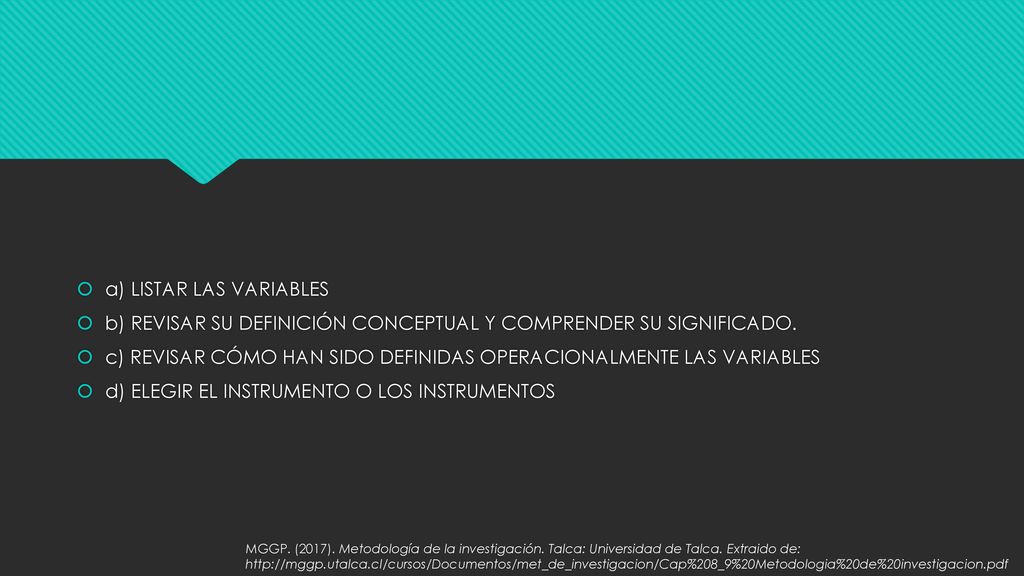 a) LISTAR LAS VARIABLES