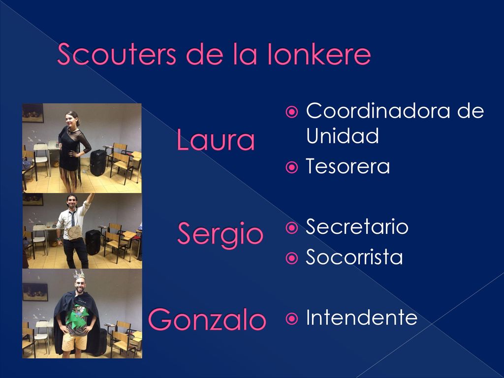 Scouters de la Ionkere Laura Sergio Gonzalo Coordinadora de Unidad