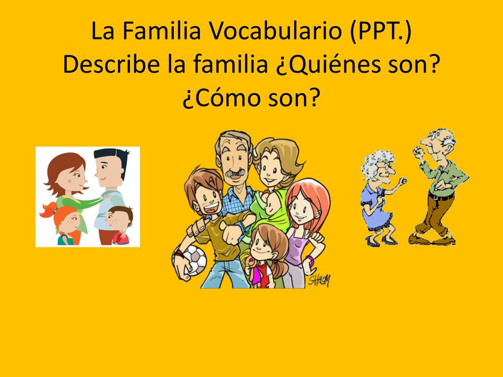 La Familia Vocabulario (PPT. ) Describe la familia ¿Quiénes son