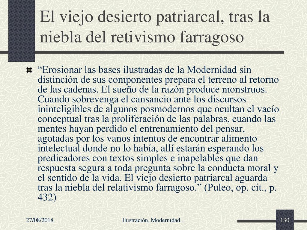 El viejo desierto patriarcal, tras la niebla del retivismo farragoso