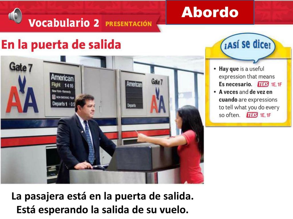 Abordo La pasajera está en la puerta de salida.