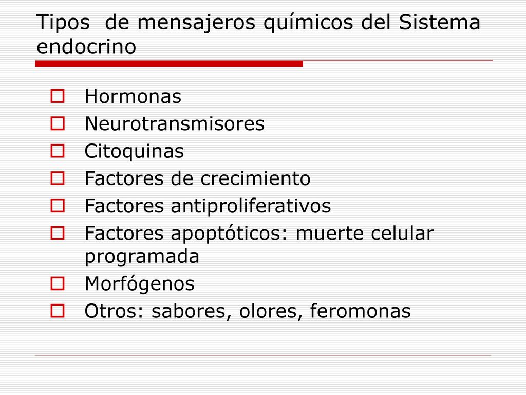 Tipos de mensajeros químicos del Sistema endocrino