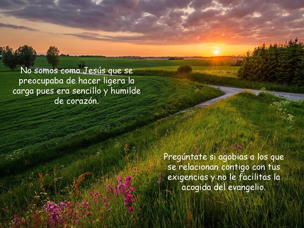 No somos como Jesús que se preocupaba de hacer ligera la carga pues era sencillo y humilde de corazón.