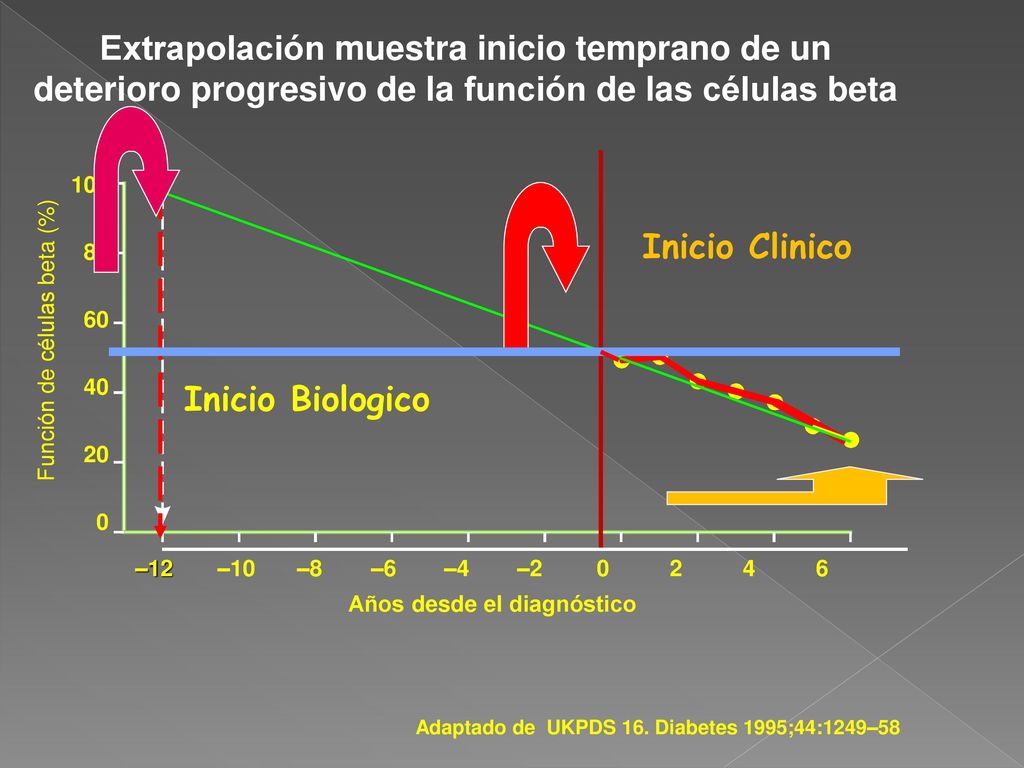 Extrapolación muestra inicio temprano de un deterioro progresivo de la función de las células beta