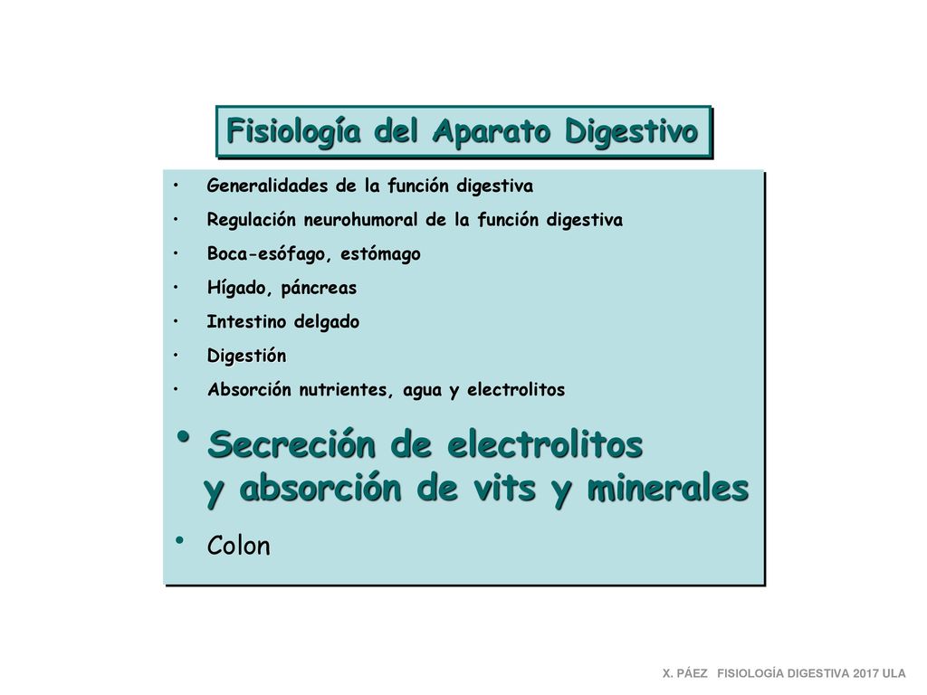 Secreción de electrolitos y absorción de vits y minerales