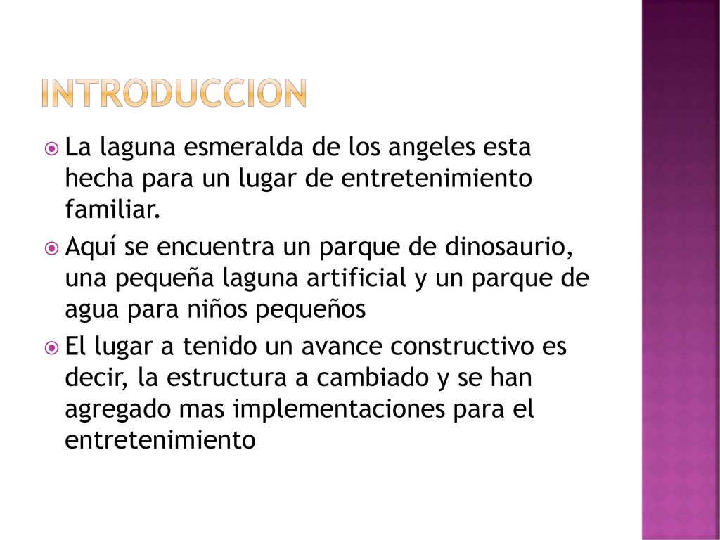 introduccion La laguna esmeralda de los angeles esta hecha para un lugar de entretenimiento familiar.