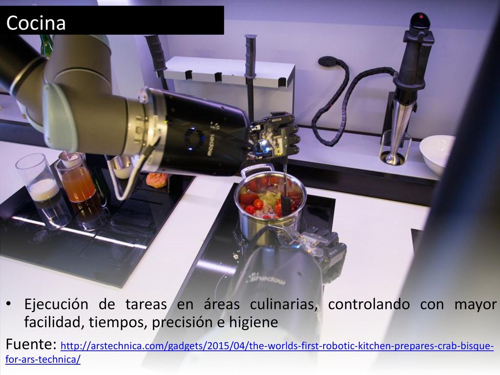 Cocina Ejecución de tareas en áreas culinarias, controlando con mayor facilidad, tiempos, precisión e higiene.