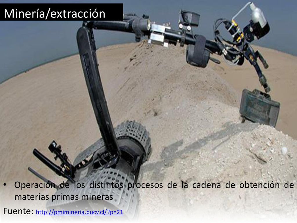 Minería/extracción Operación de los distintos procesos de la cadena de obtención de materias primas mineras.