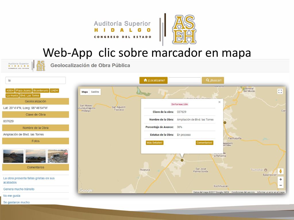 Web-App clic sobre marcador en mapa