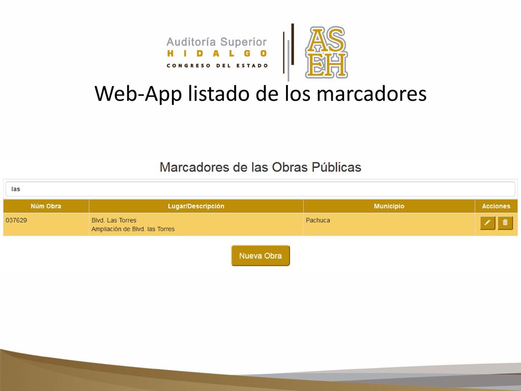 Web-App listado de los marcadores