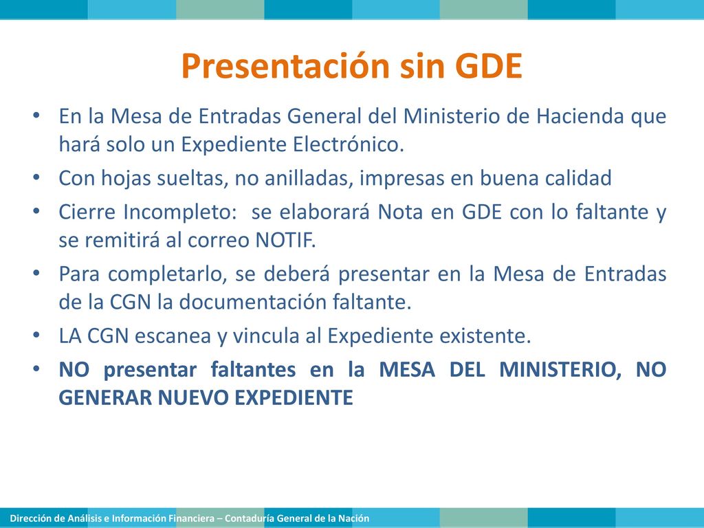 Presentación sin GDE En la Mesa de Entradas General del Ministerio de Hacienda que hará solo un Expediente Electrónico.
