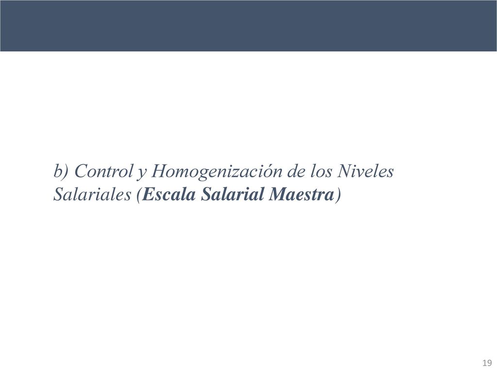 b) Control y Homogenización de los Niveles Salariales (Escala Salarial Maestra)