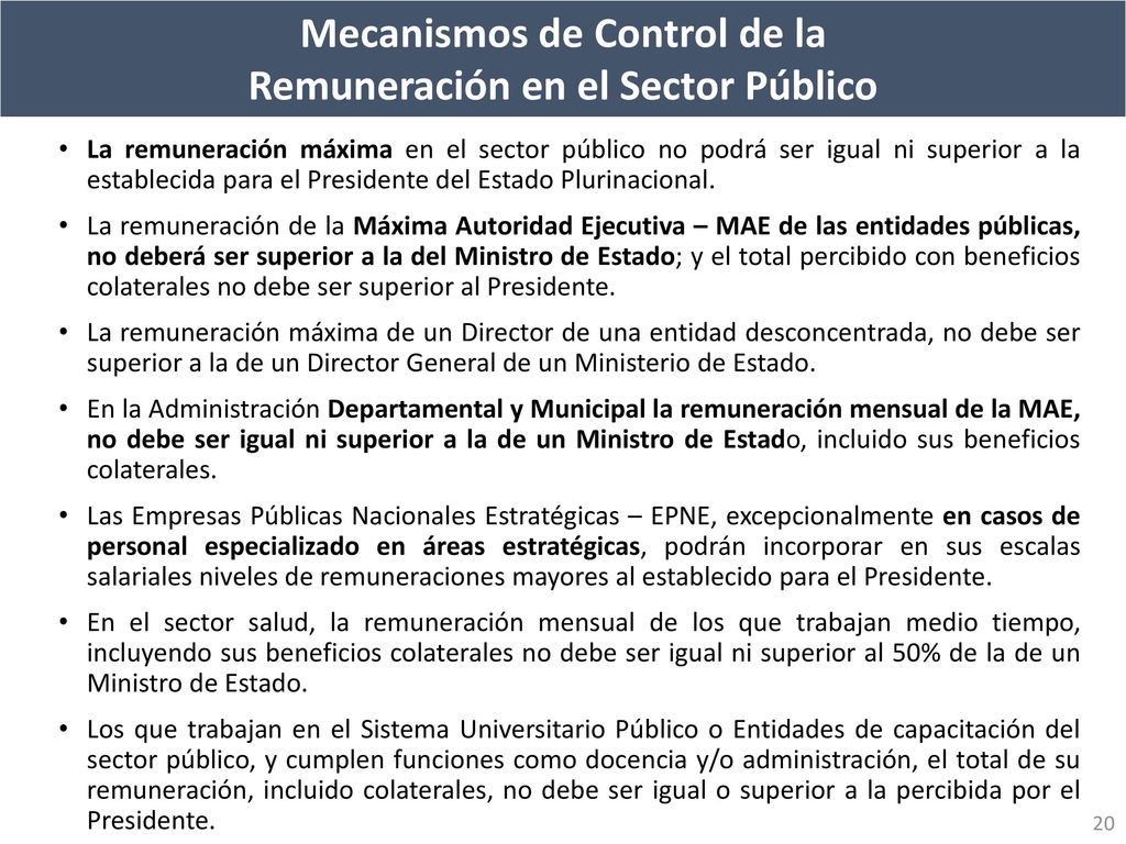 Mecanismos de Control de la Remuneración en el Sector Público