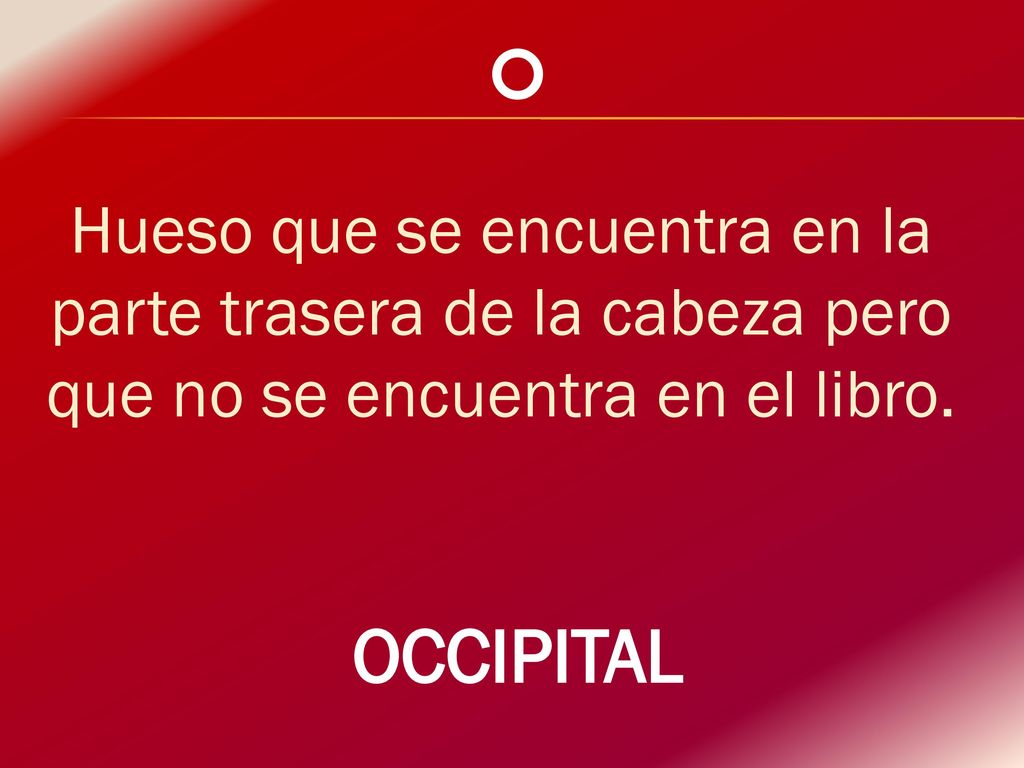 O Hueso que se encuentra en la parte trasera de la cabeza pero que no se encuentra en el libro.