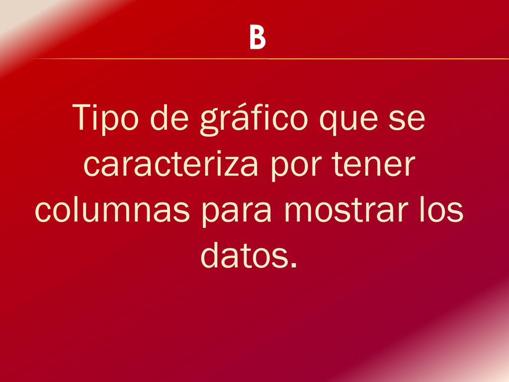 B Tipo de gráfico que se caracteriza por tener columnas para mostrar los datos.