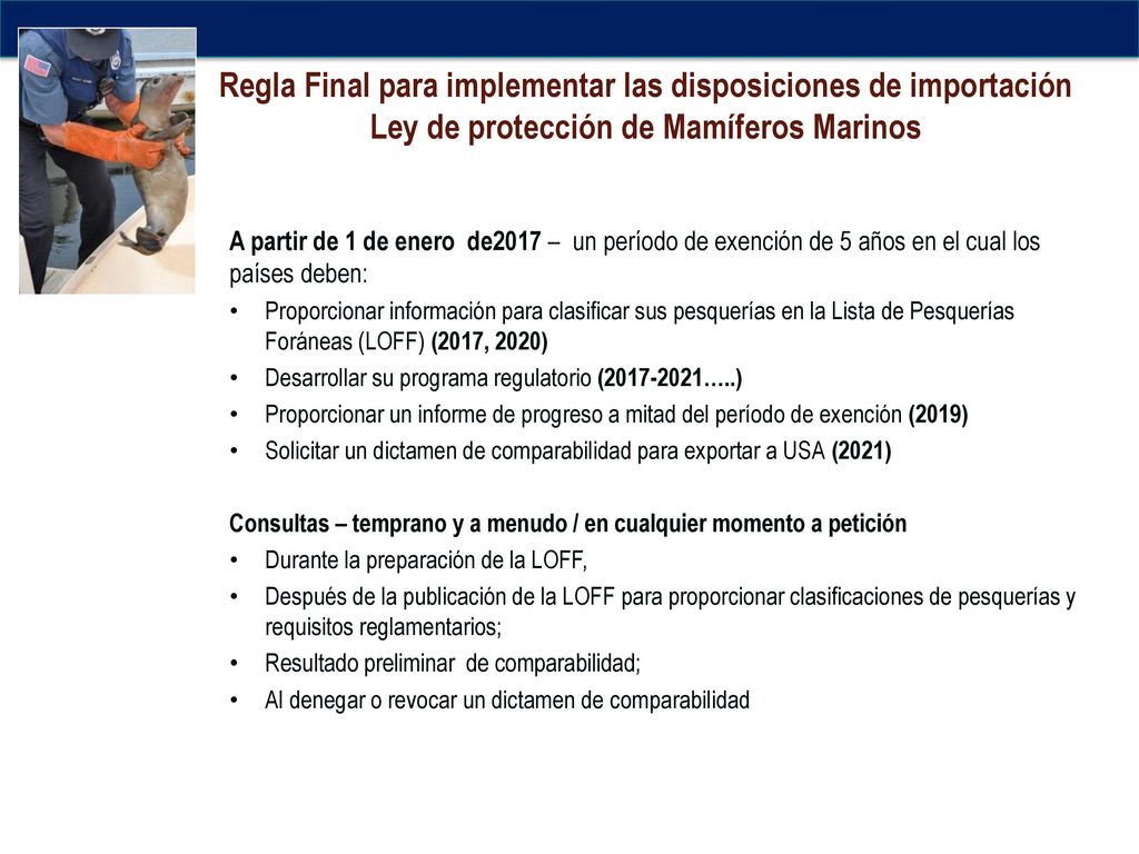 Regla Final para implementar las disposiciones de importación Ley de protección de Mamíferos Marinos