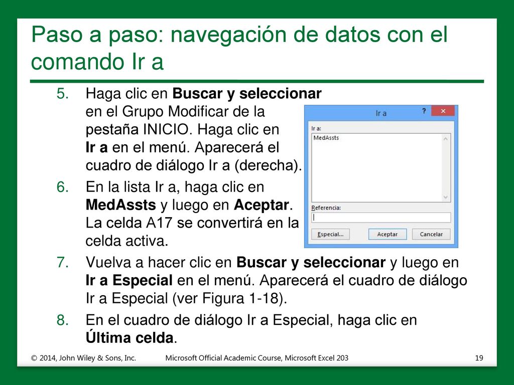 Paso a paso: navegación de datos con el comando Ir a
