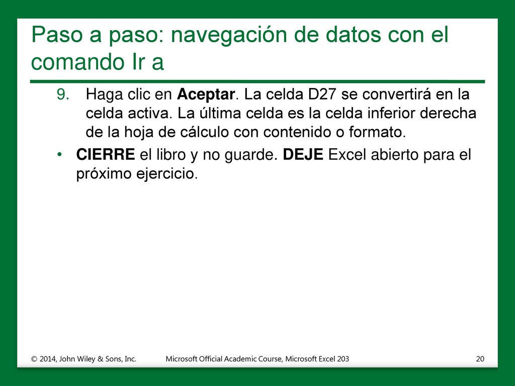 Paso a paso: navegación de datos con el comando Ir a