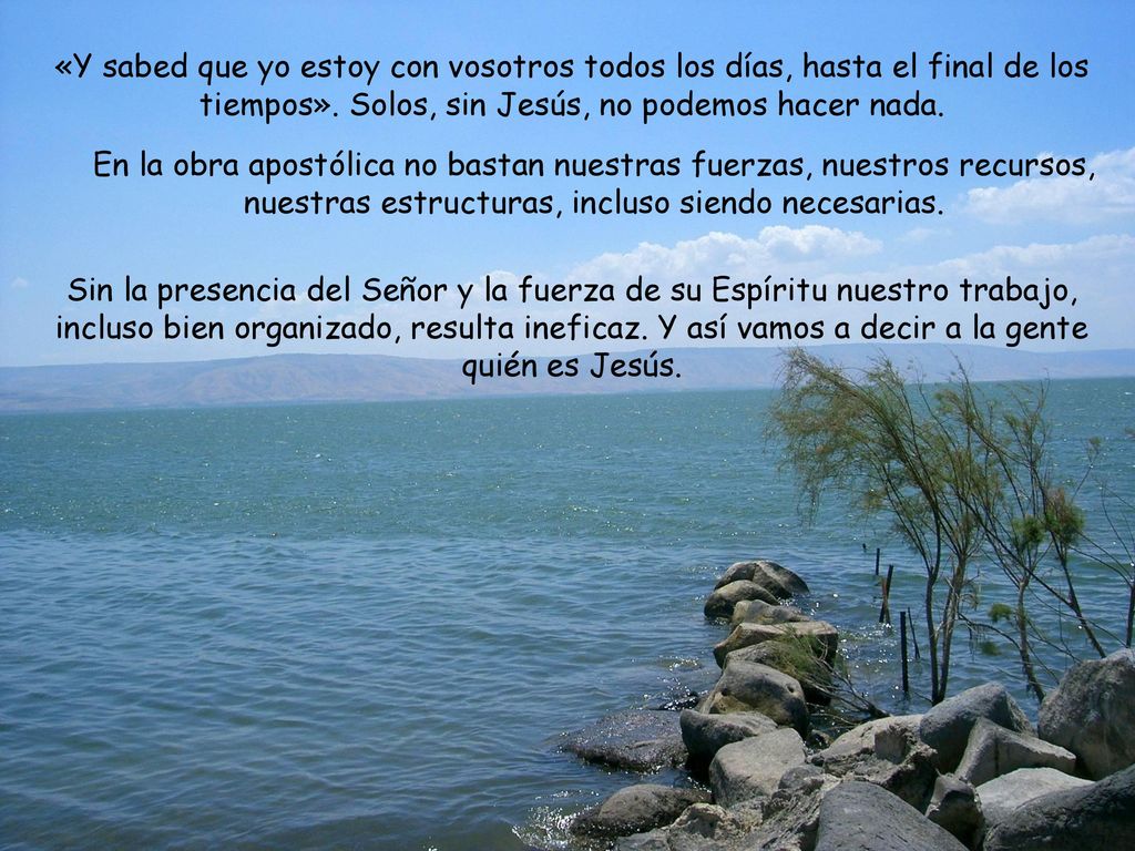«Y sabed que yo estoy con vosotros todos los días, hasta el final de los tiempos». Solos, sin Jesús, no podemos hacer nada.
