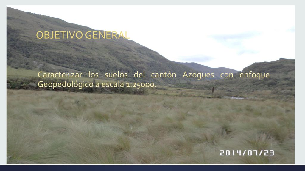 OBJETIVO GENERAL Caracterizar los suelos del cantón Azogues con enfoque Geopedológico a escala 1: