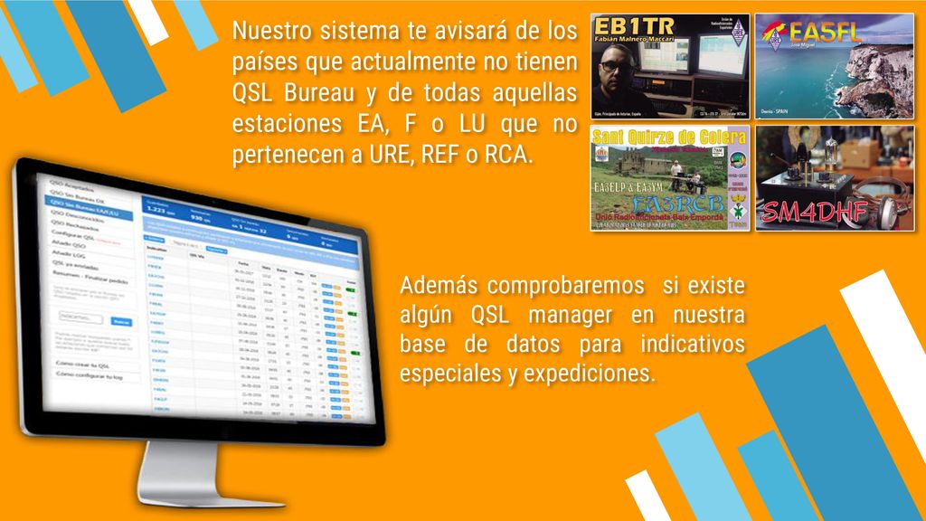 Nuestro sistema te avisará de los países que actualmente no tienen QSL Bureau y de todas aquellas estaciones EA, F o LU que no pertenecen a URE, REF o RCA.