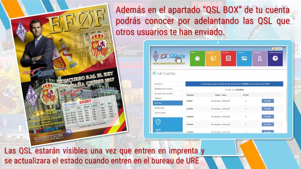Además en el apartado QSL BOX de tu cuenta podrás conocer por adelantando las QSL que otros usuarios te han enviado.