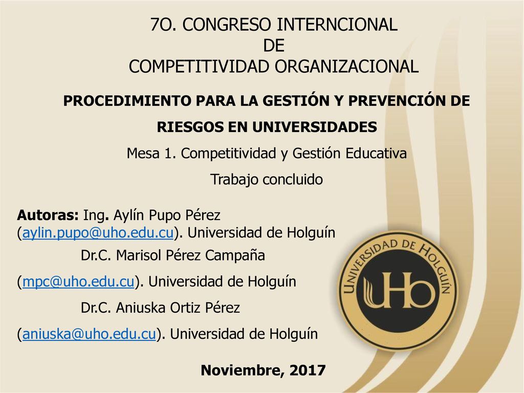 PROCEDIMIENTO PARA LA GESTIÓN Y PREVENCIÓN DE RIESGOS EN UNIVERSIDADES