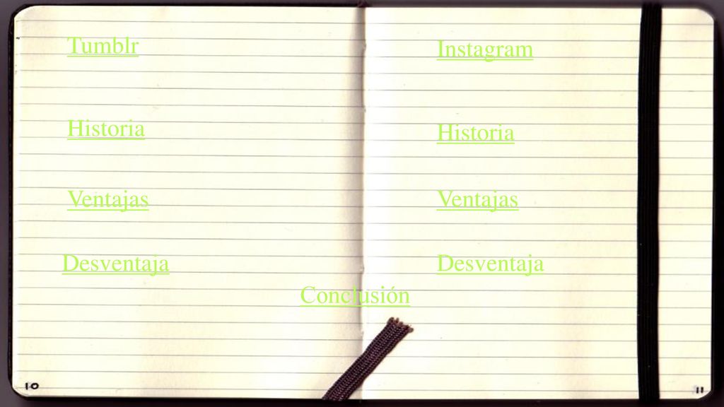 Tumblr Instagram Historia Historia Ventajas Ventajas Desventaja Desventaja Conclusión