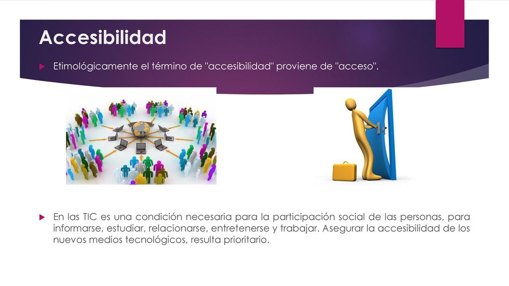 Accesibilidad Etimológicamente el término de accesibilidad proviene de acceso .